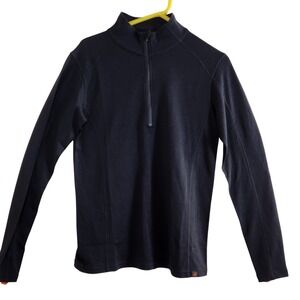 Point6 Mens Merino Wool 1/4 Zip Base Layer Pullover Black Sz Small Gorpcore Top
